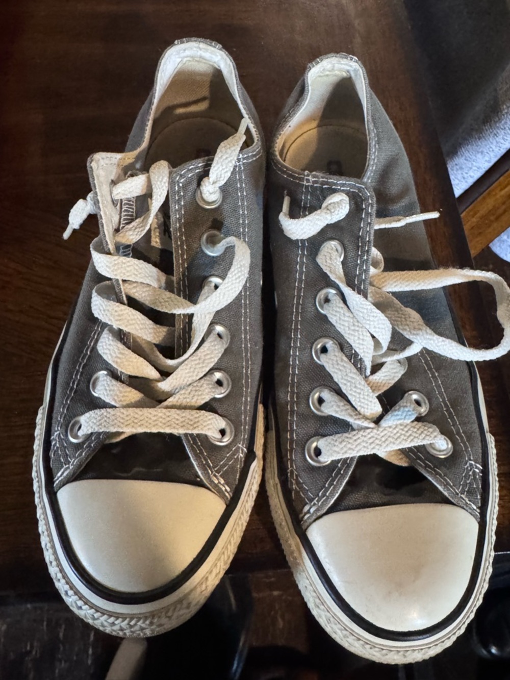Converse Gray Low-Top Canvas Sneakers with White Laces